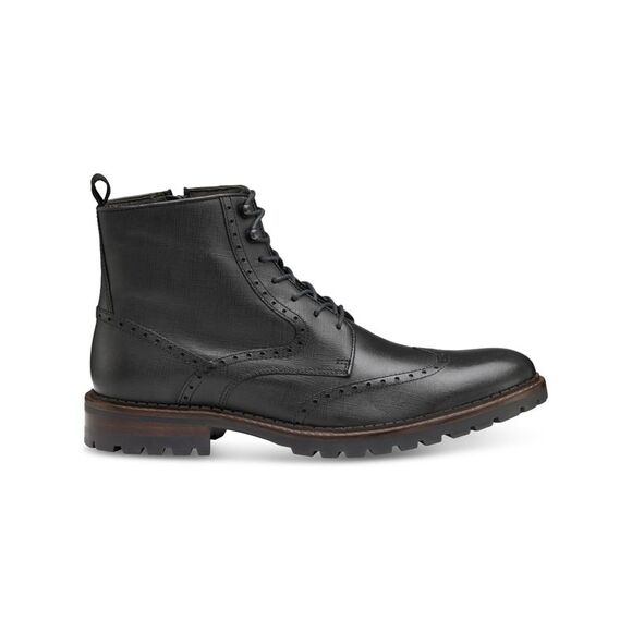 JOHNSTON & MURPHY Mens Black Blind Eyelets Garrison Toe Leather Boots Shoes 11 M - Picture 3 of 4